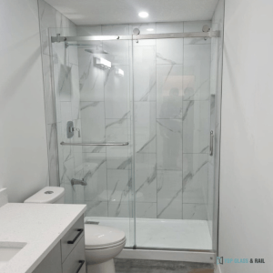Frameless Sliding Shower Door Chrome, 56"-60" Width, 79" Height, 3/8" (10 Mm) Thick Tempered Safety Glass