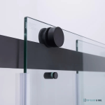 Frameless Sliding Shower Door Black, 56"-60" Width, 79" Height, 3/8" (10 Mm) Clear Tempered Glass, Designed For Smooth Door Closing.