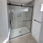 Frameless Sliding Shower Door Black, 56"-60" Width, 79" Height, 3/8" (10 Mm) Clear Tempered Glass, Designed For Smooth Door Closing.