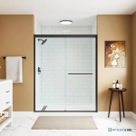 Shower Door 6 Mm Black, 56"-60" Width, 72" Height, 1/4" (6 Mm) Clear Tempered Glass, Finish, Designed For Smooth Door Closing.